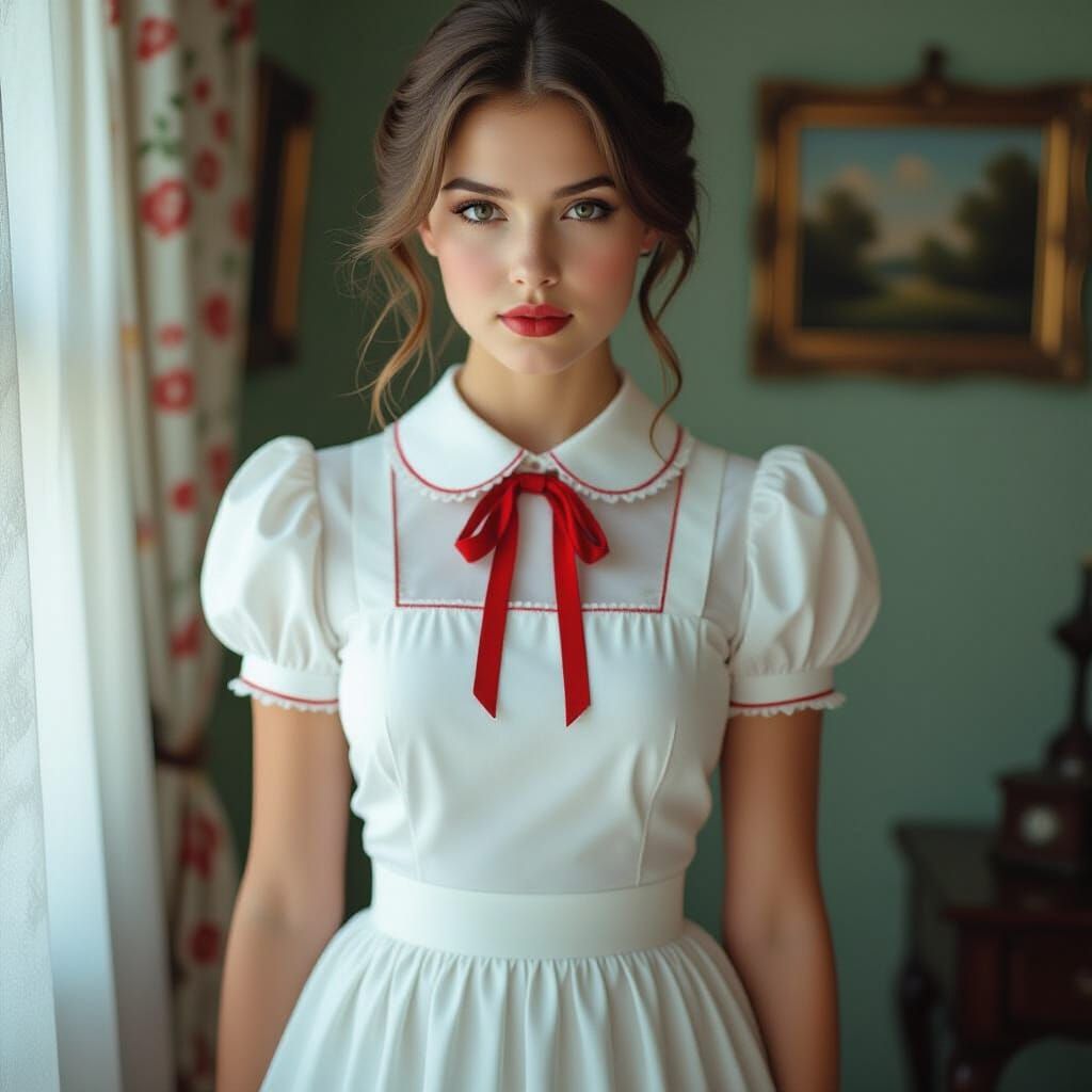 Woman in White Blouse: Hyperrealistic Cinematic Portrait