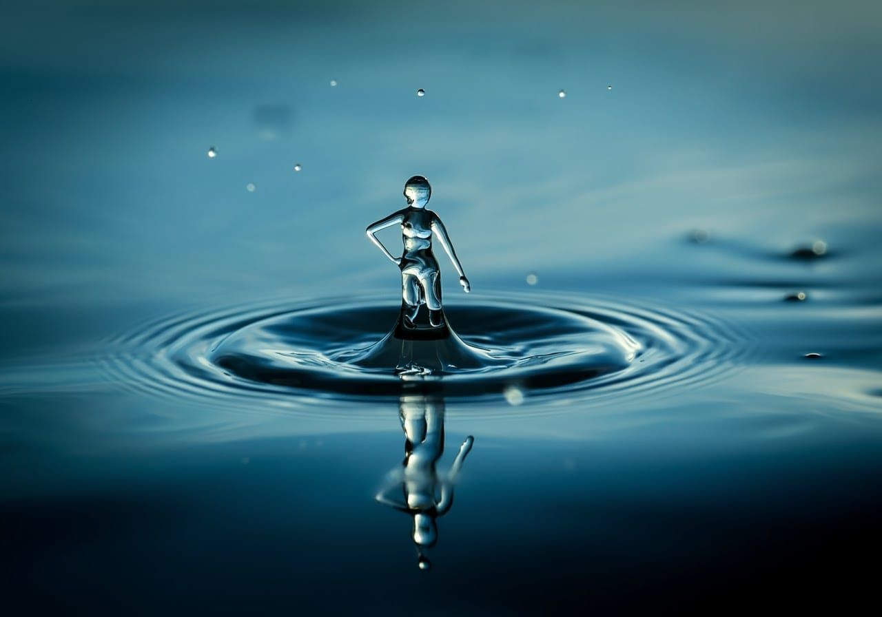 Dewdrops Reflecting Water Figures: Macro Photography