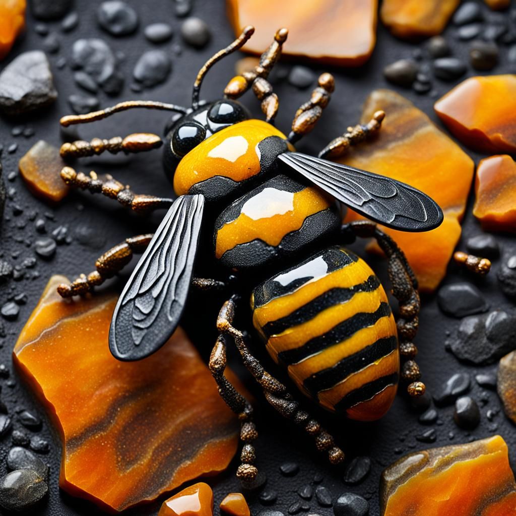 Bumble Bee Jasper Gemstone Sculpture
