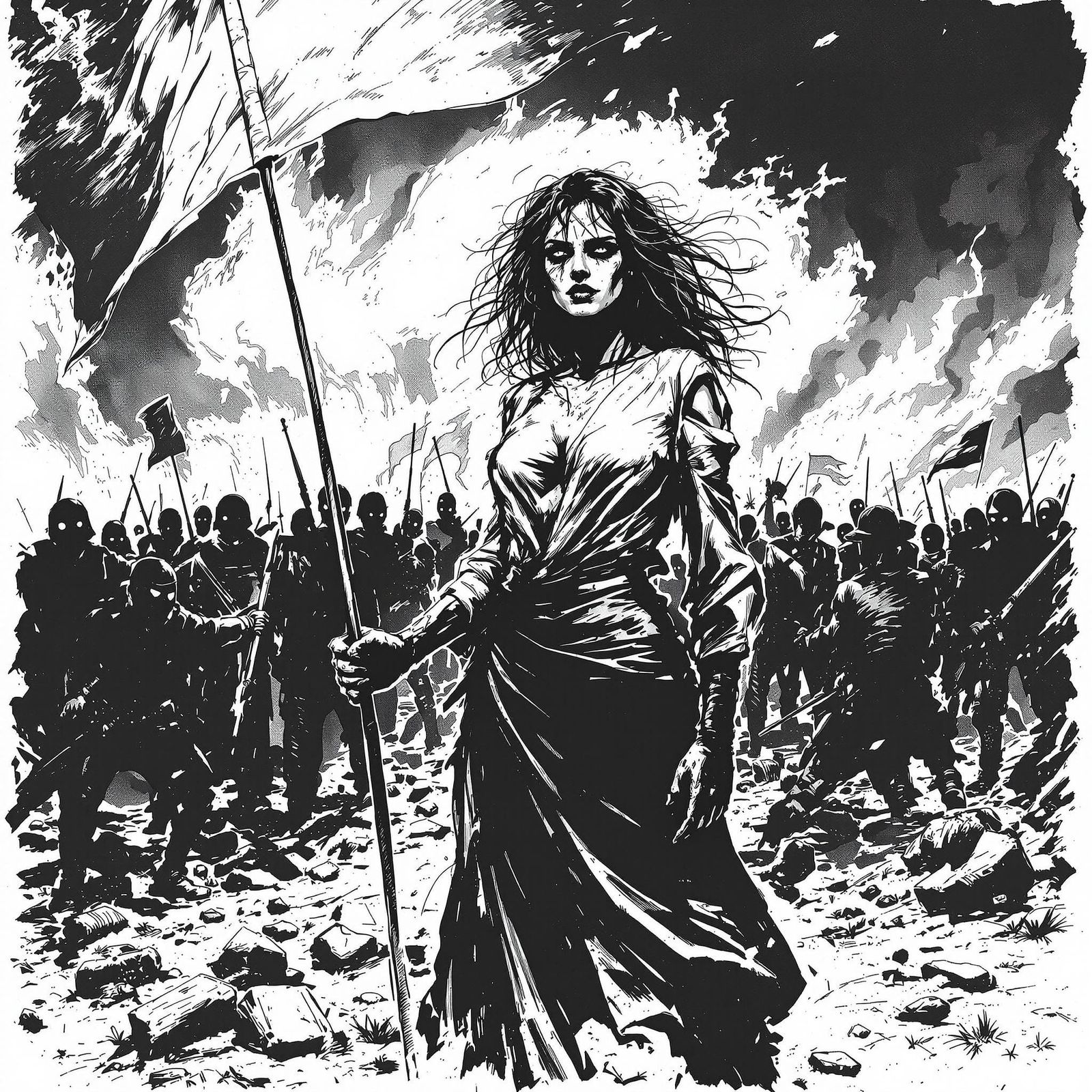 Revolutionary Woman Stands Tall Amidst 19th-Century Chaos in...