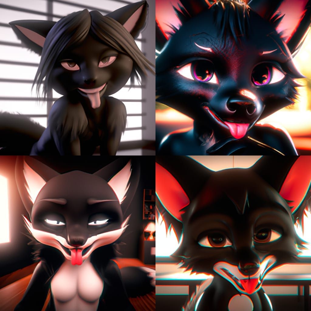 Anthropomorphic Fox Fursona in Psychedelic 3D Render