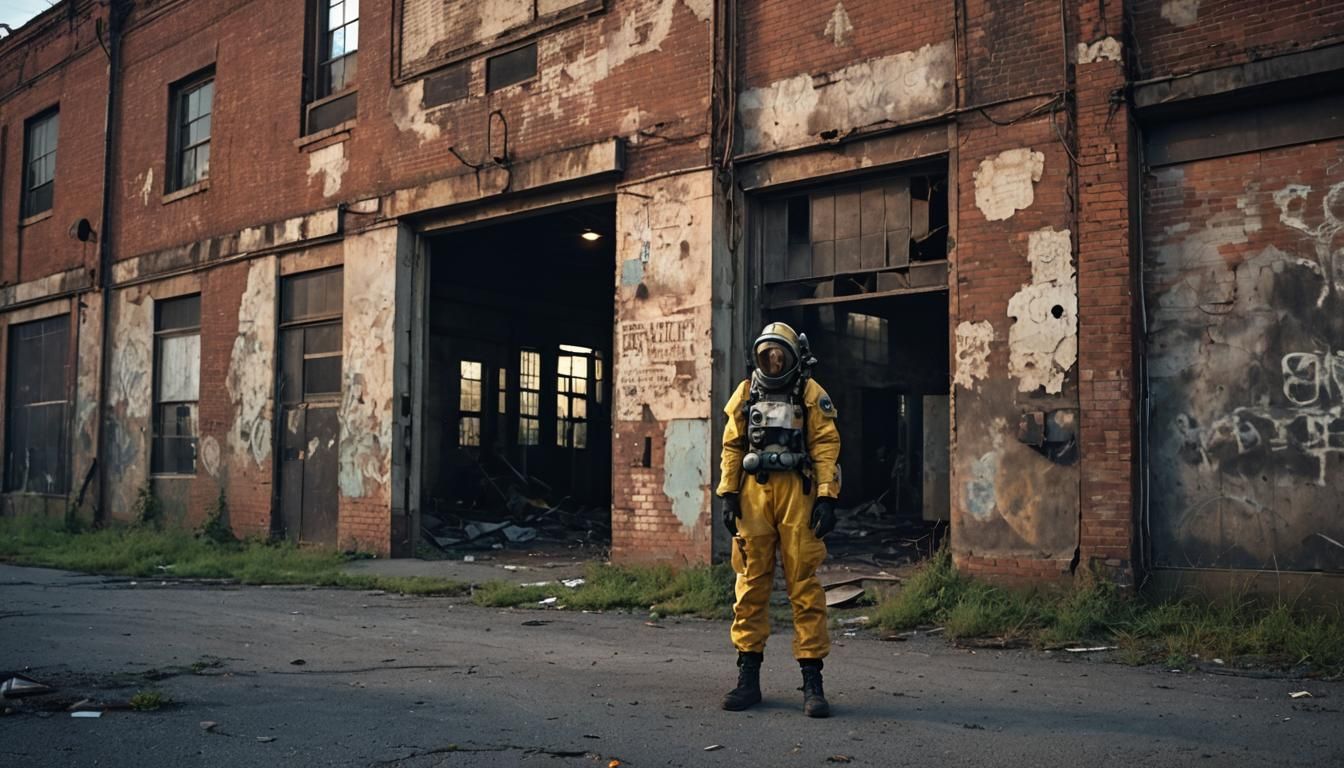 Eerie Factory Scene at Dusk in Victorian Style