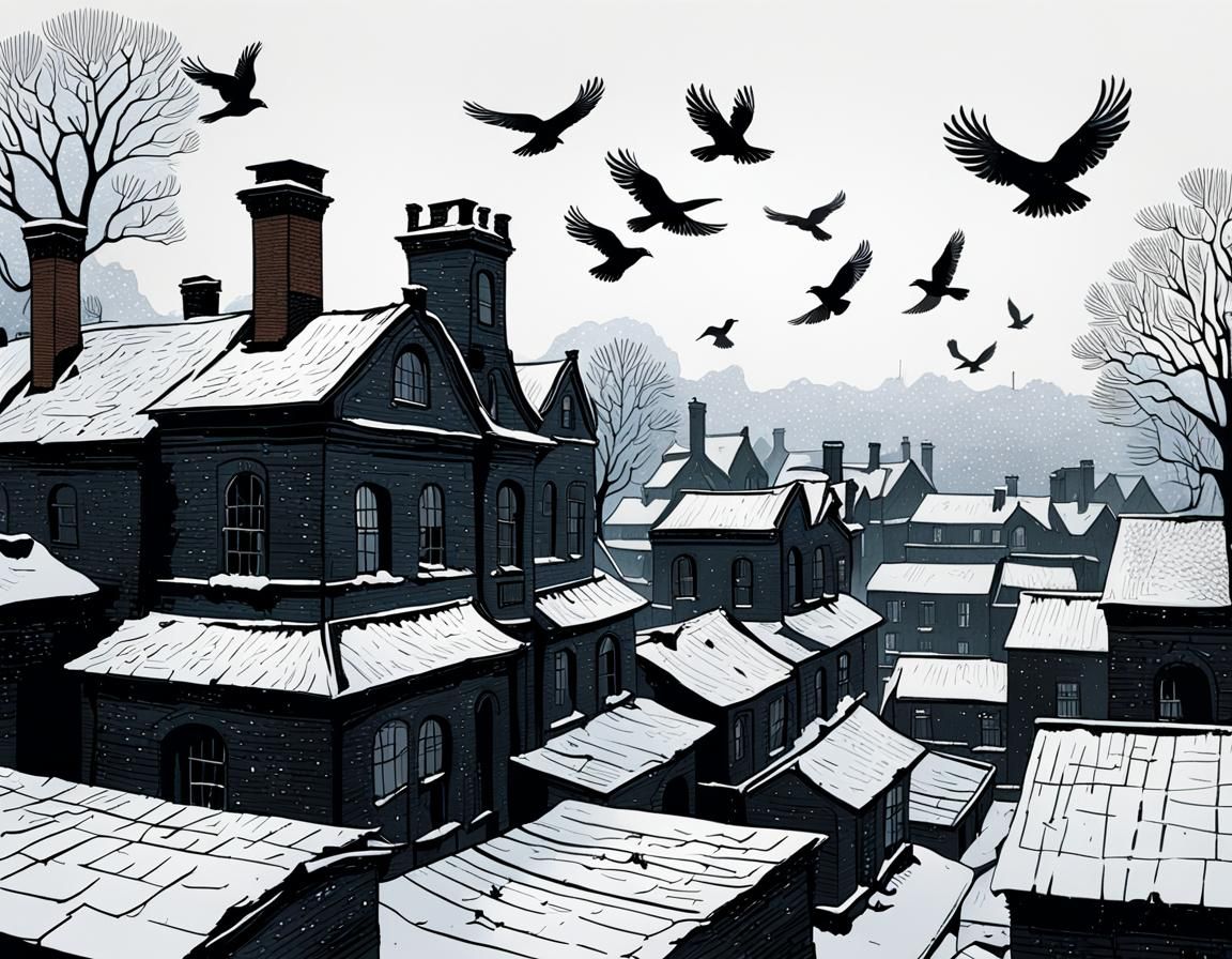 Industrial Ruins Recaptured by Nature in Snowy Winter Landsc...