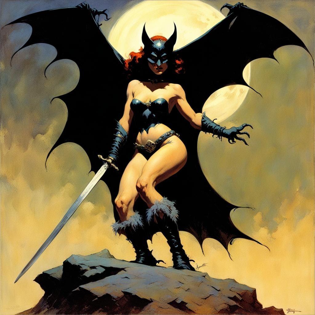Bat Woman in Dark Fantasy Style