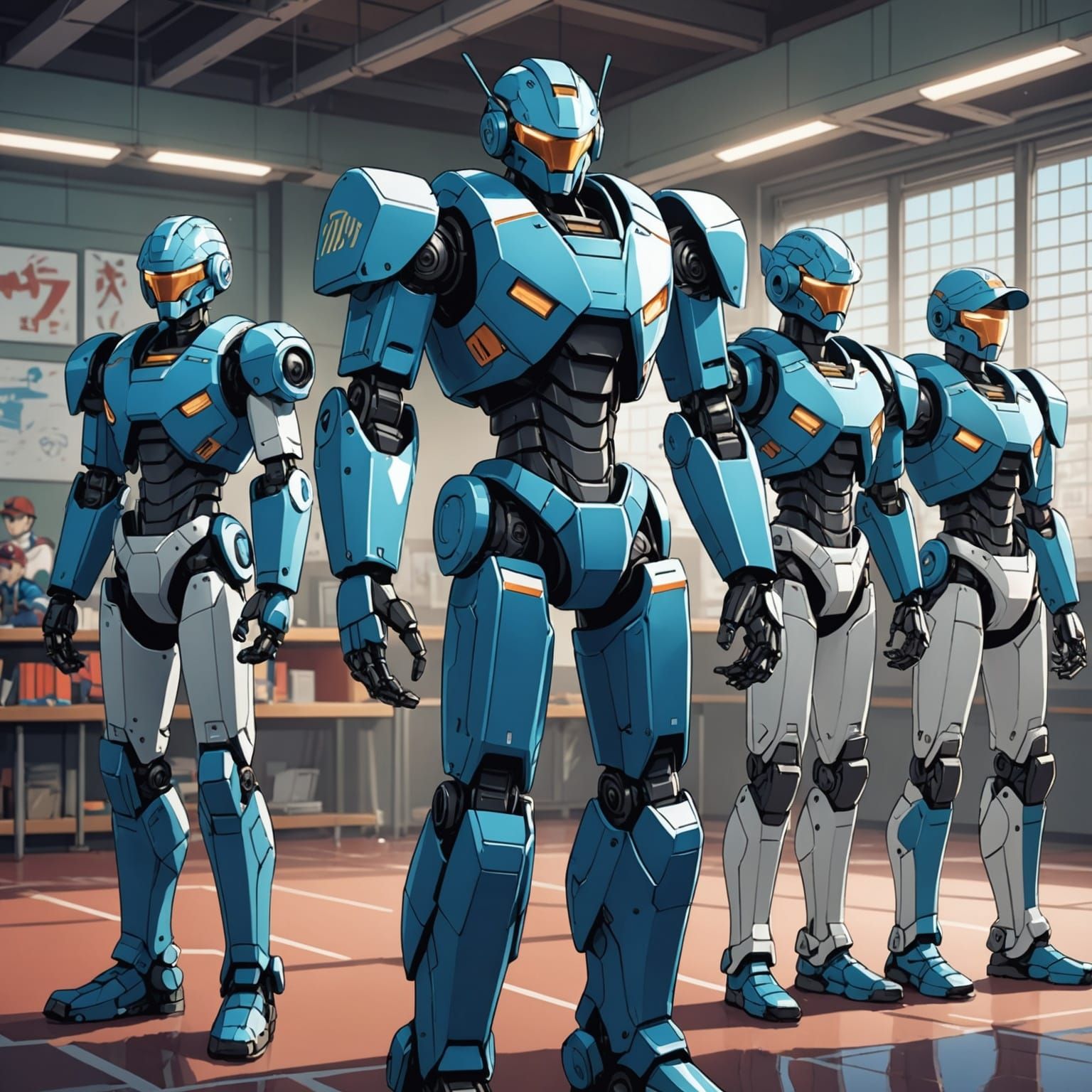 Robot Baseball Team: Anime Cel-Shaded Art