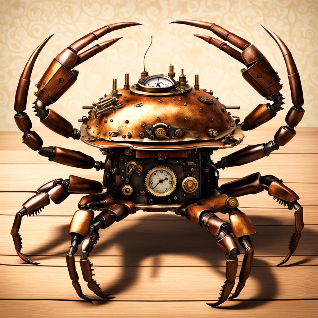 Steampunk Mechanical Crab with Science Instruments