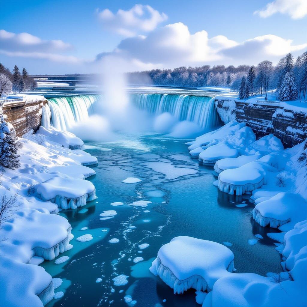 Niagara Falls Frozen Solid in Winter Landscape Photography