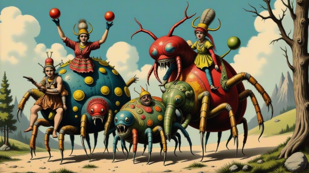 Insect Riders: A Vibrant Tribe's Fantasy Transportation
