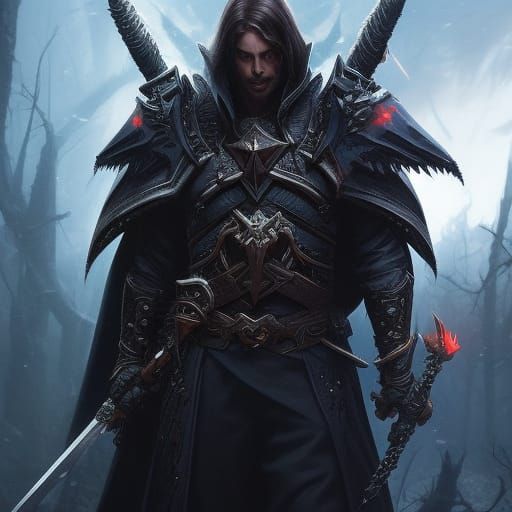 Demonic Death Knight Portrait in Dark Fantasy Style