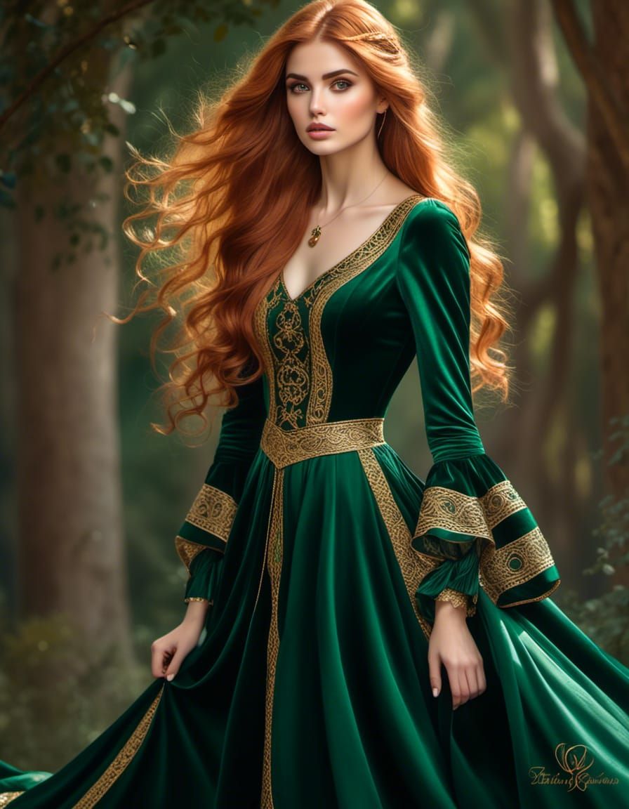 Celtic Woman Portrait in Watercolor Style