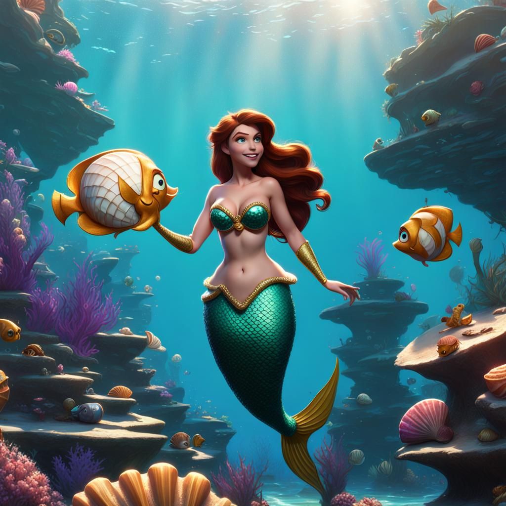 Pixar Style Little Mermaid with Seashell Bra