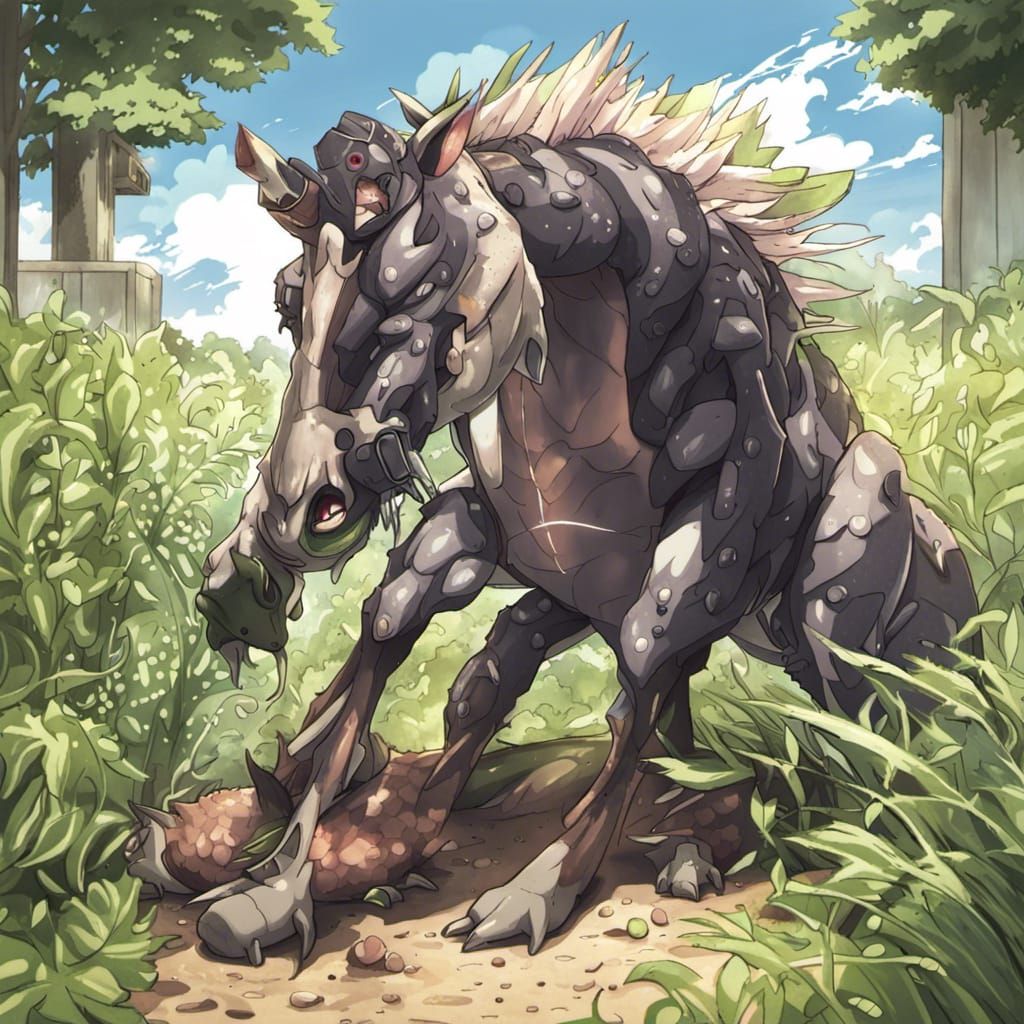 Horse-Sized Reptile for Meat and Eggs in Anime Style