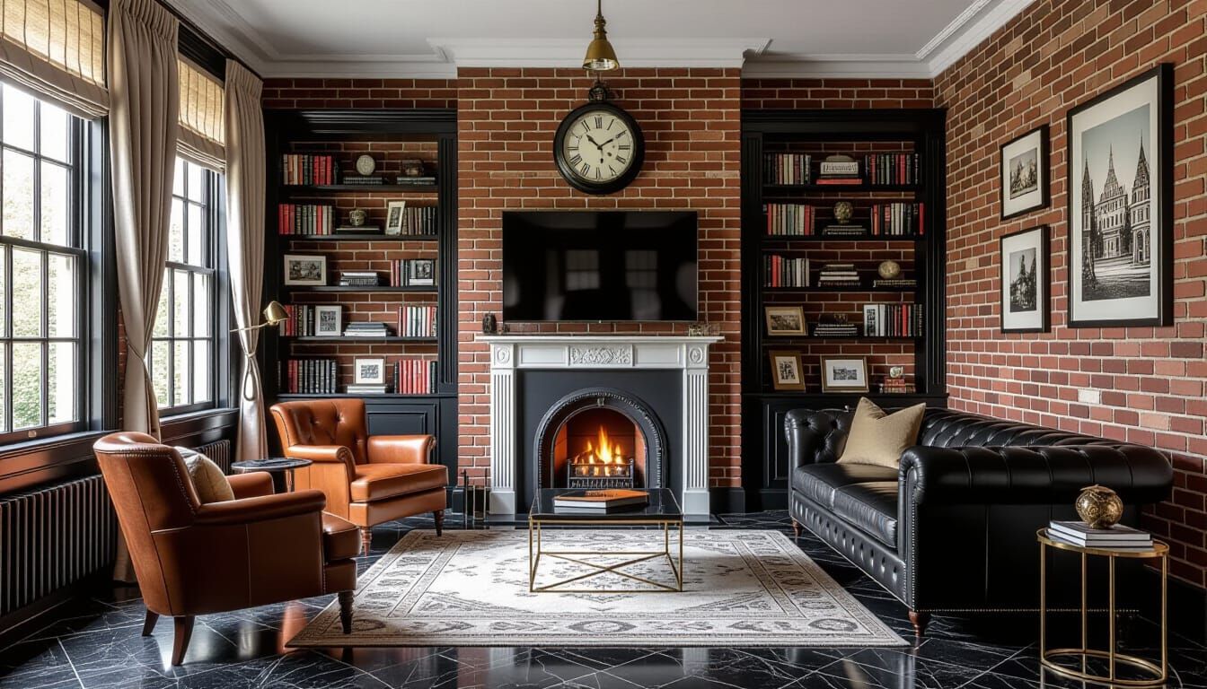 Vibrant Victorian Living Room with Dramatic Lighting