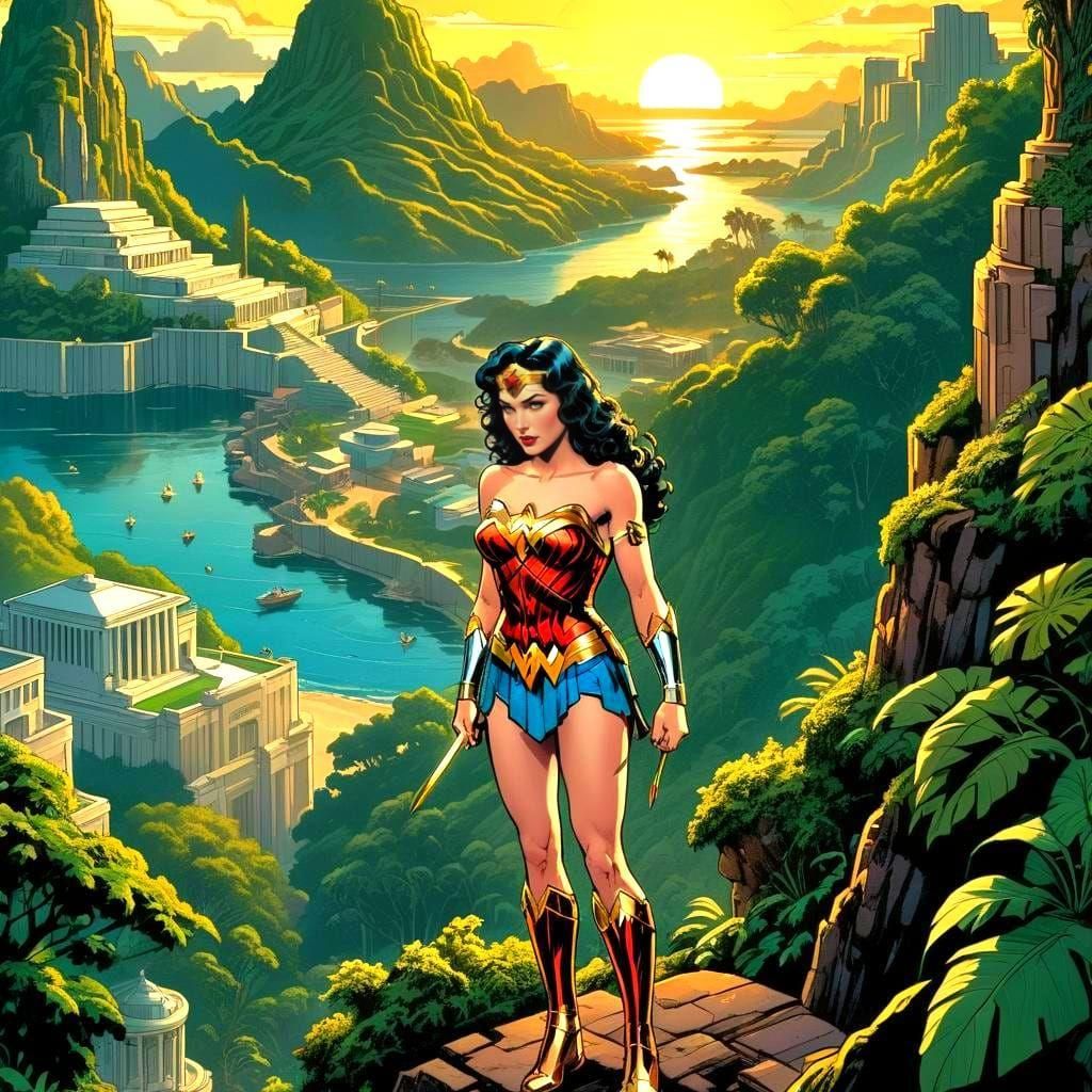 Wonder Woman in Golden Age Comic Book Style