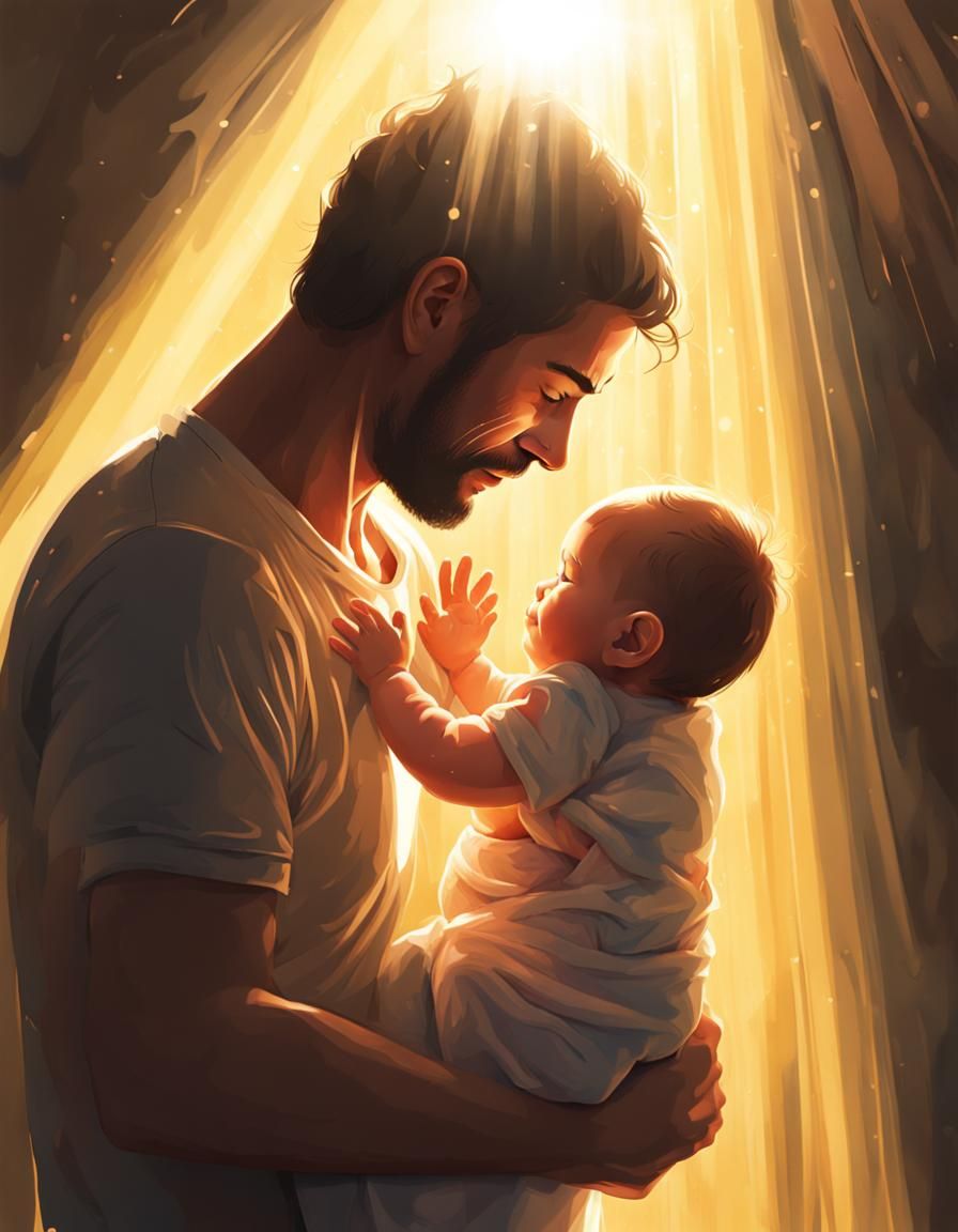 Emotional Fatherhood: A Serene Sunshine Moment