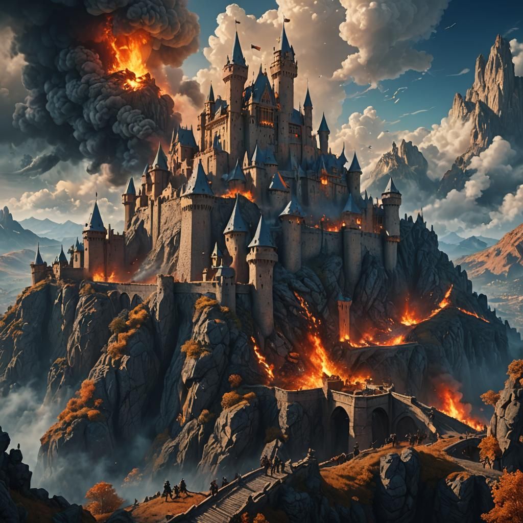 Medieval Army Besieges Mystical Castle: Digital Matte Painti...