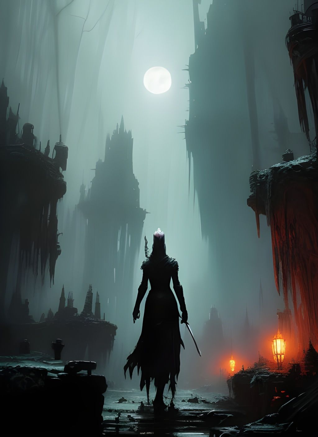 Wraith Journey Through Dark Lands: Watercolor Horror