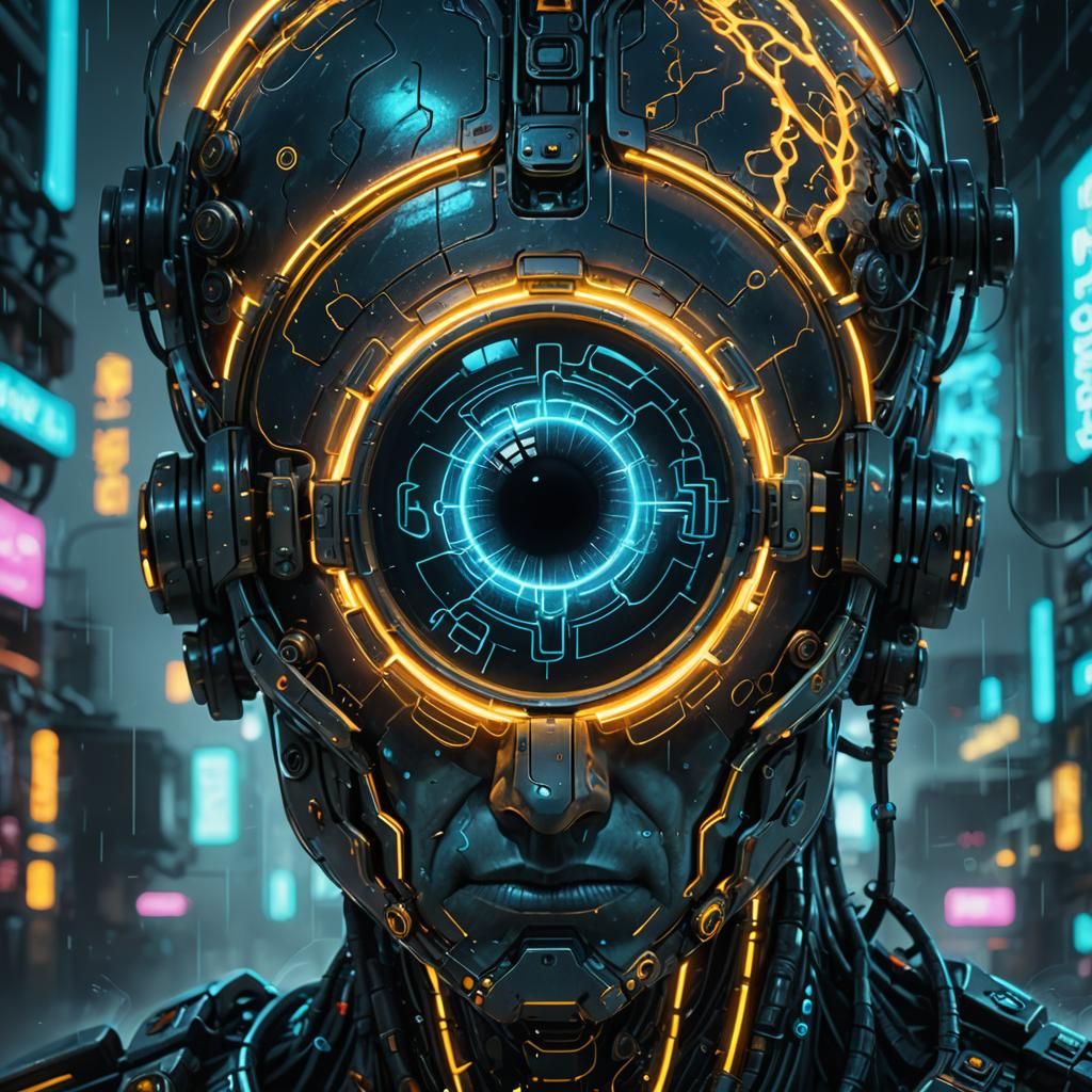 Bioluminescent Eye in Cyberpunk Neon Glass