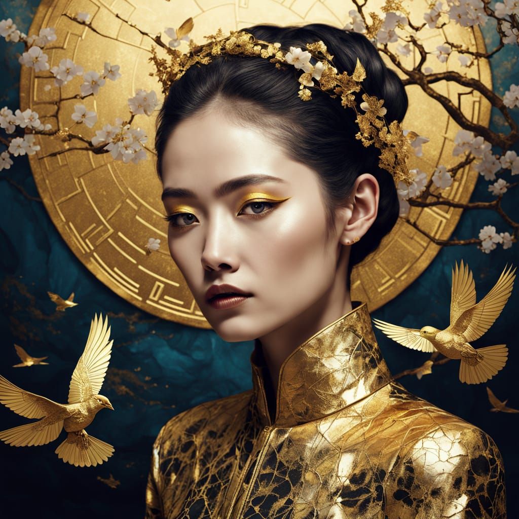 Ethereal Fashion Icon in Golden Light