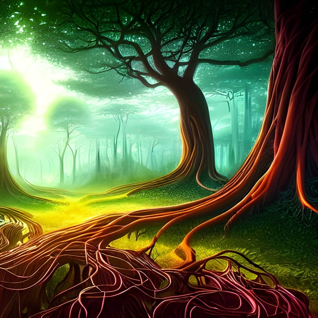 Lush Forest Artwork in Romantic Style