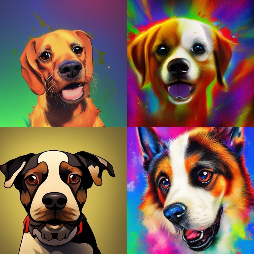 Hyperrealistic Dog Portrait in Splash Art Style