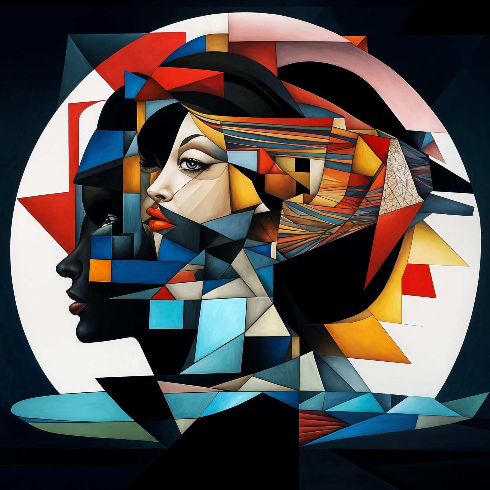 Attractive Woman in Cubist Surreal Minimalist Style