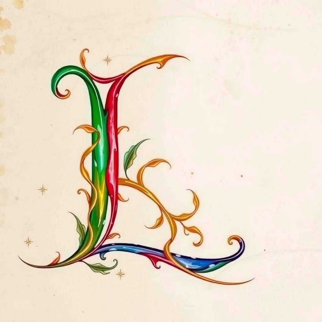 Illuminated Letter 'L' in Ornate Script