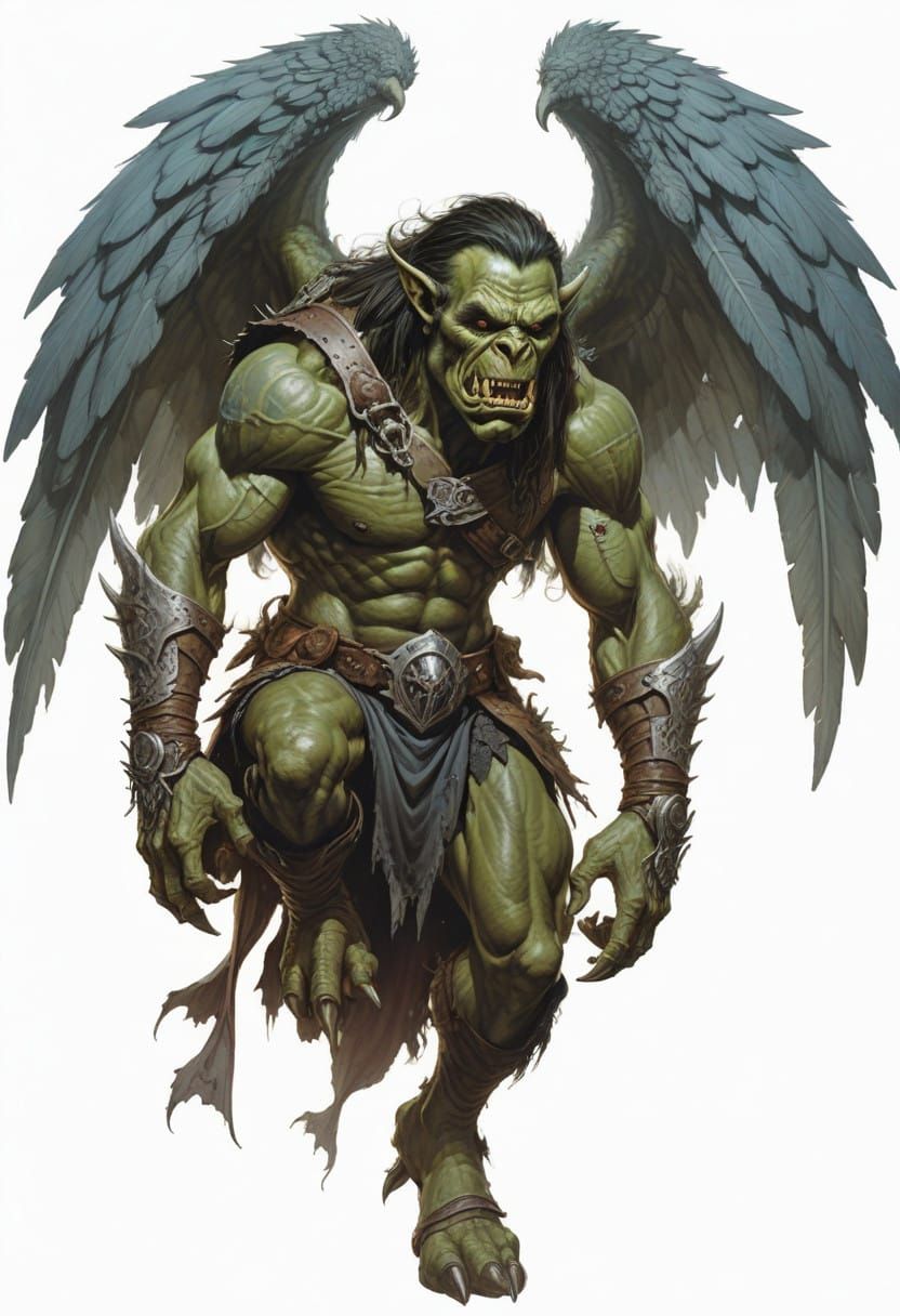 Epic Winged Orc Hero in Vibrant Colors