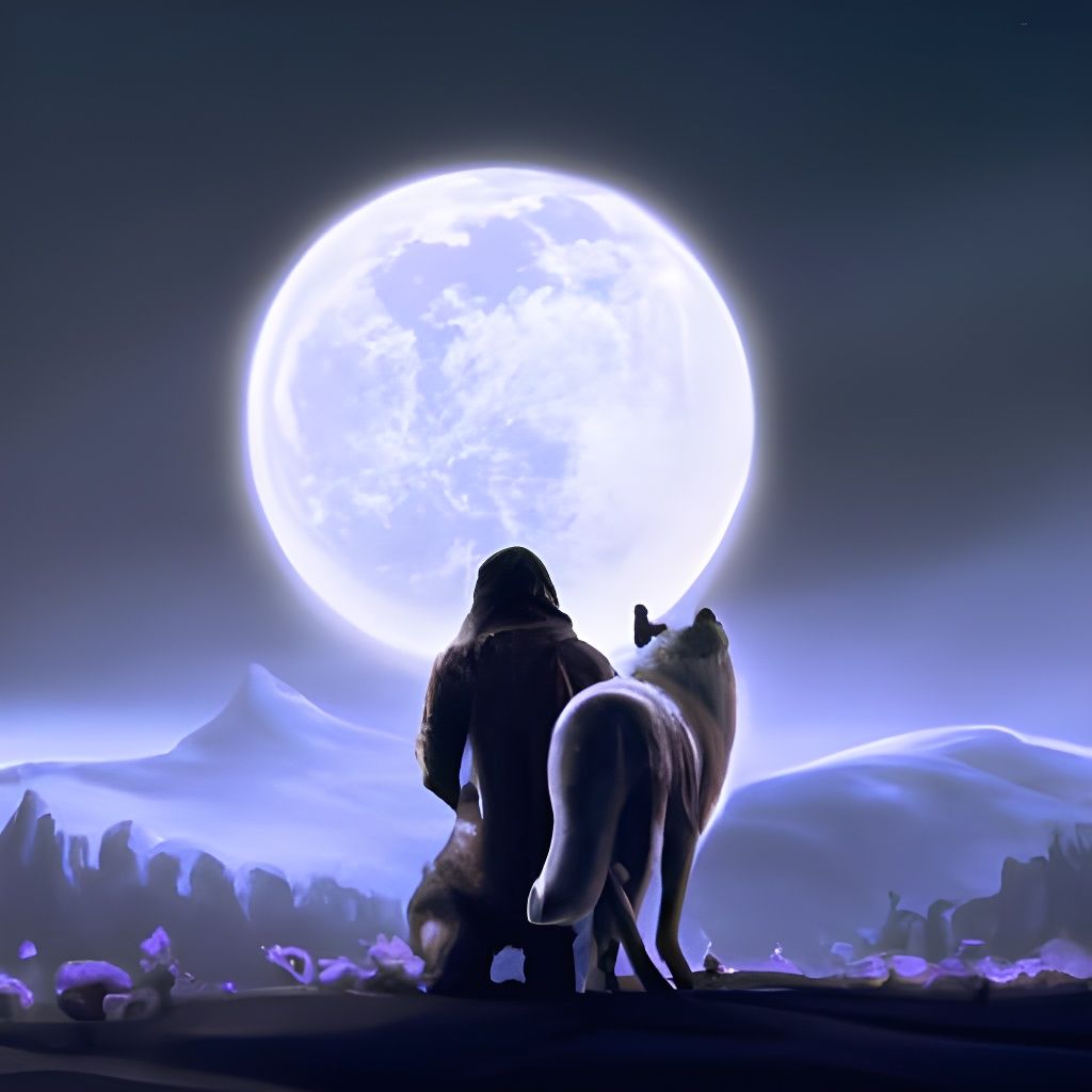 Werewolf in Dartmoor with Woman in Anime Style