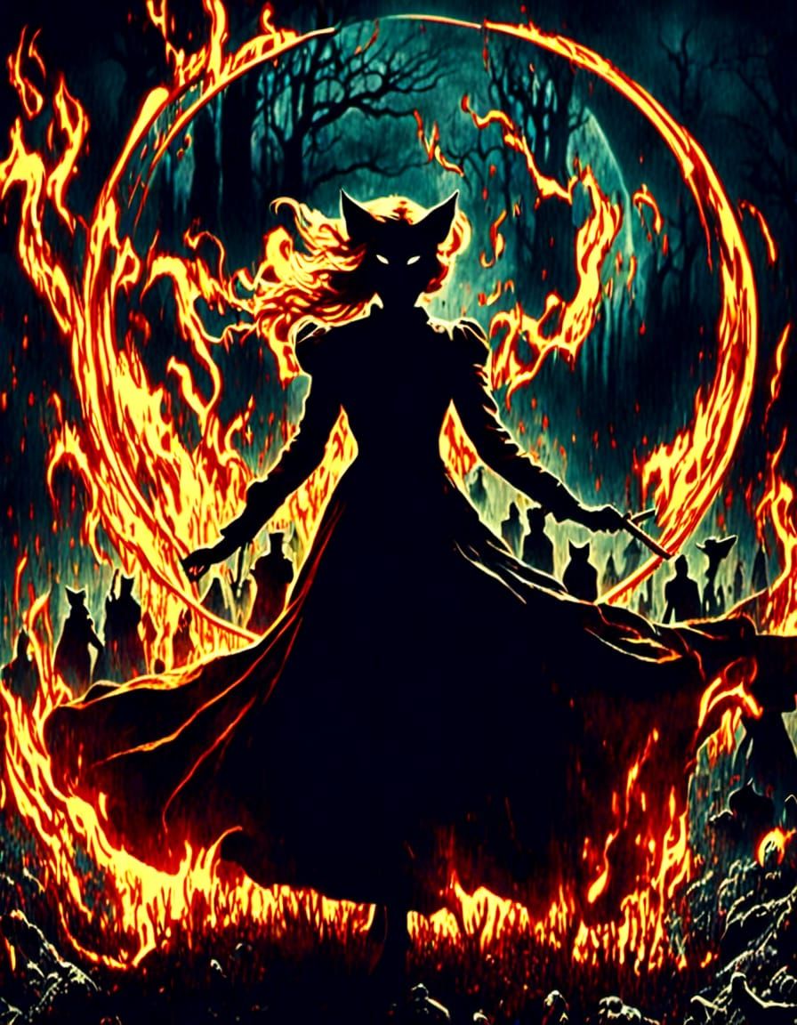 Witches Dancing in a Cemetery at Night