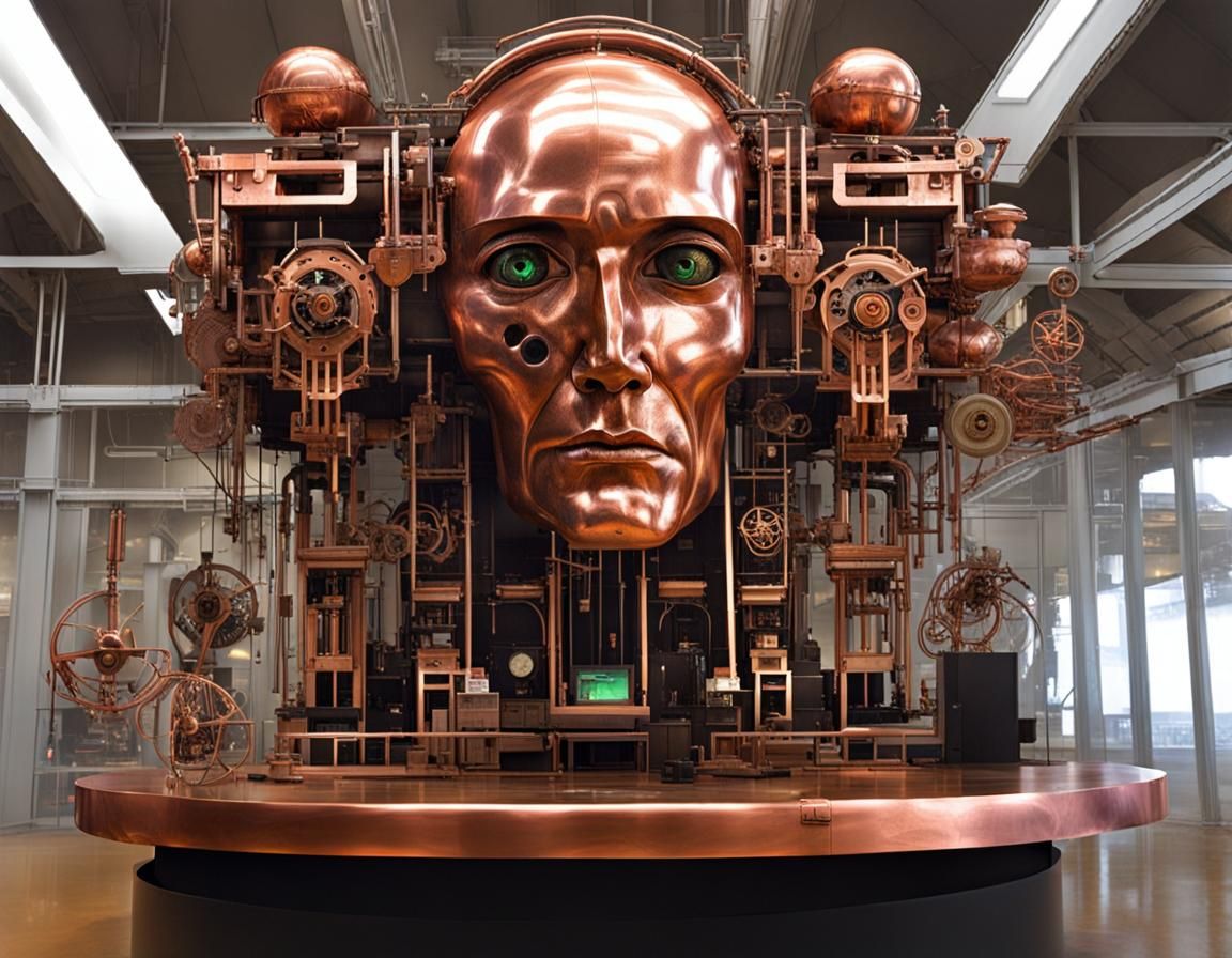 Resting Copper Automaton in Steampunk Style