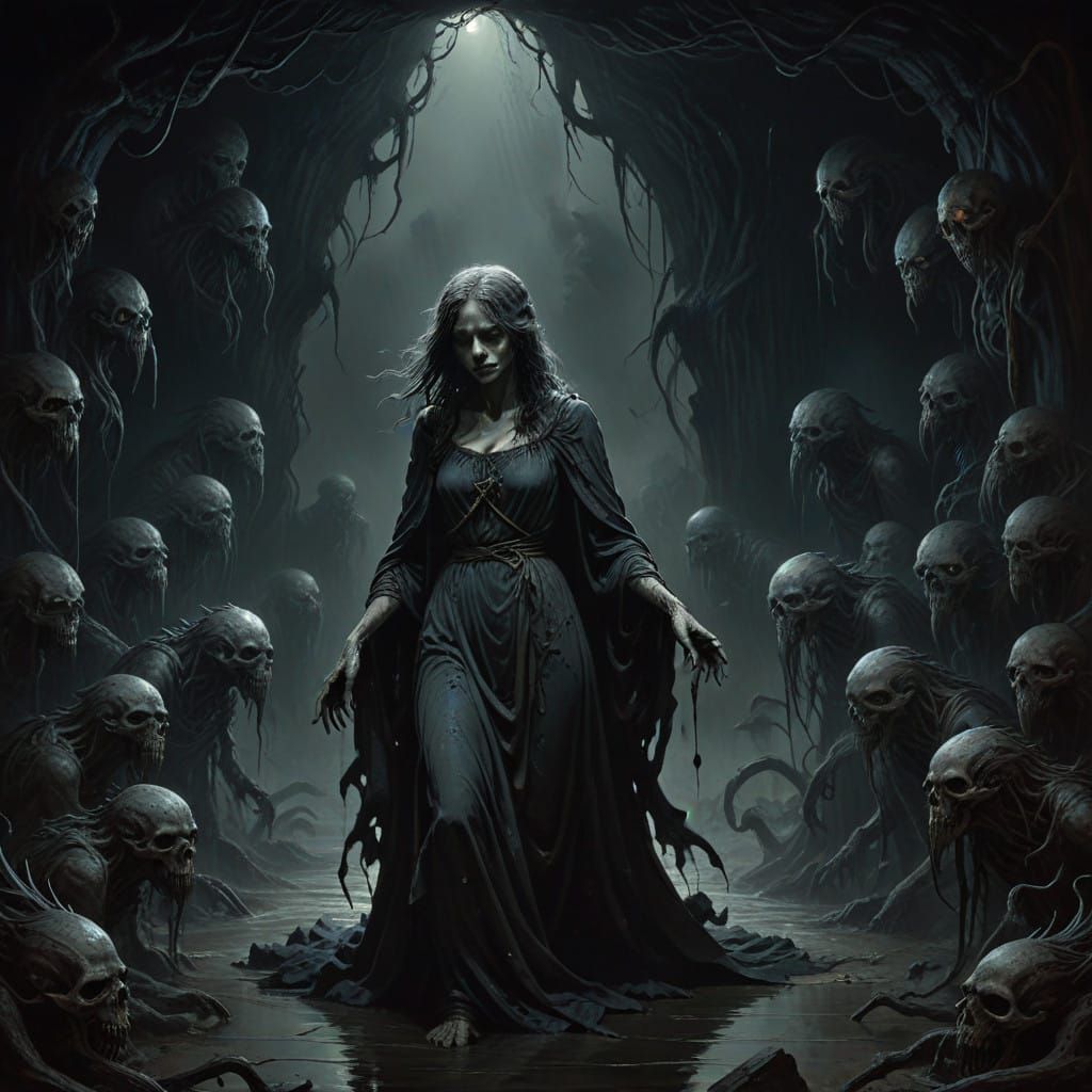 Young Woman Descends into a Dark Abyss of Horror