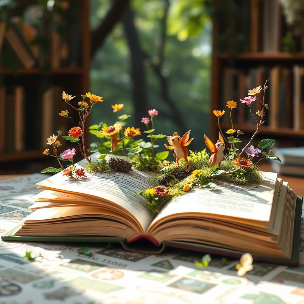 Enchanted Forest Emerging from Fairytale Book