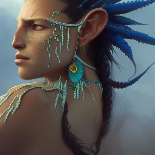 Metkayina People Portrait in Hyperdetailed Digital Art