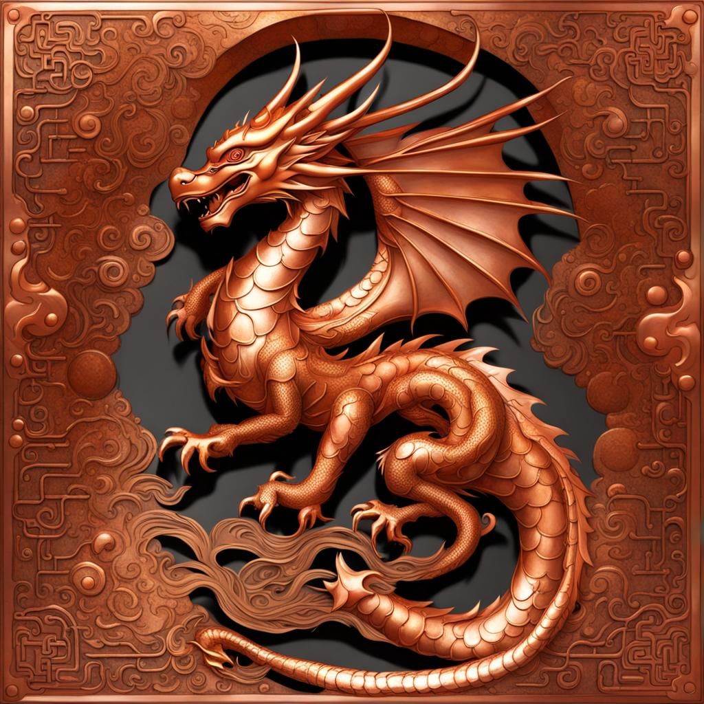 Angelic Copper Dragon in Eastern Style