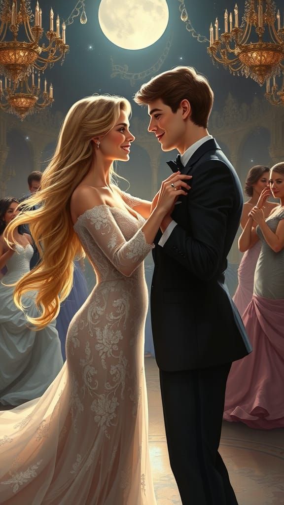 Romantic Ballroom Dance in Painterly Style