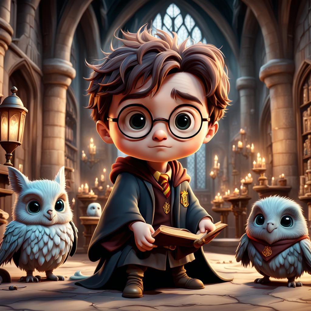 Cute Chibi Harry Potter Characters in Pastel Colors