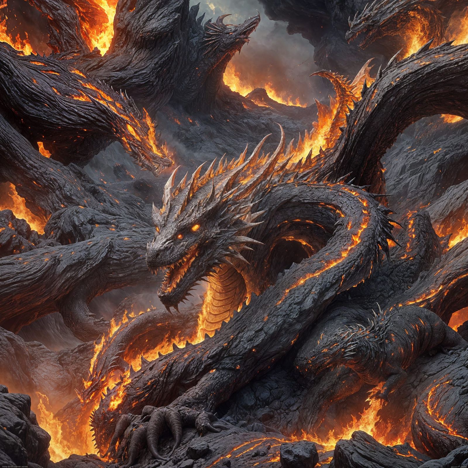 Lava Fire Dragon Concept Art in 8k