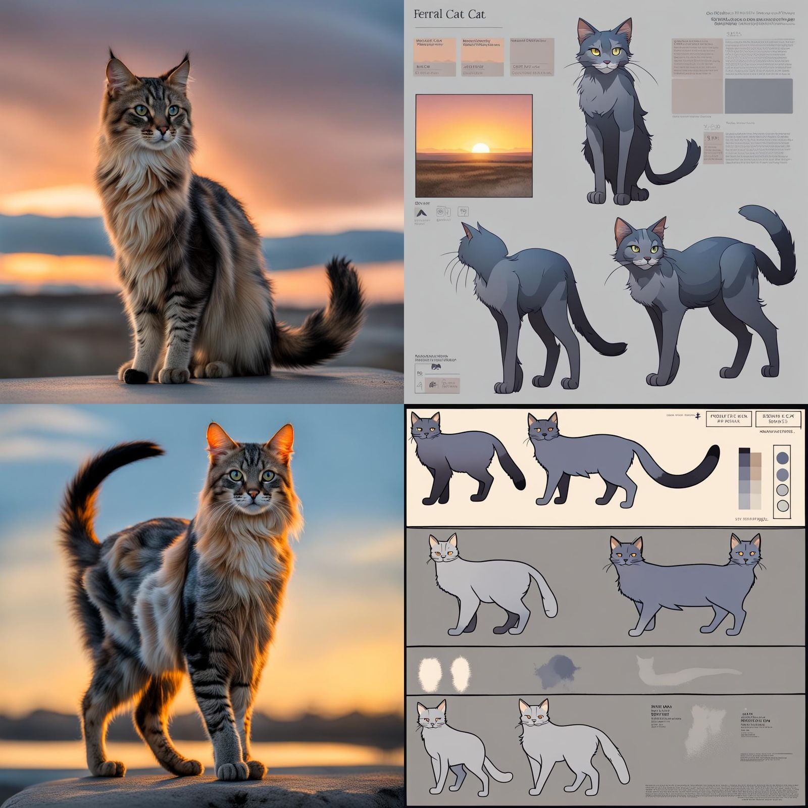 Feral Cat Reference Sheet with Sunrise Fur