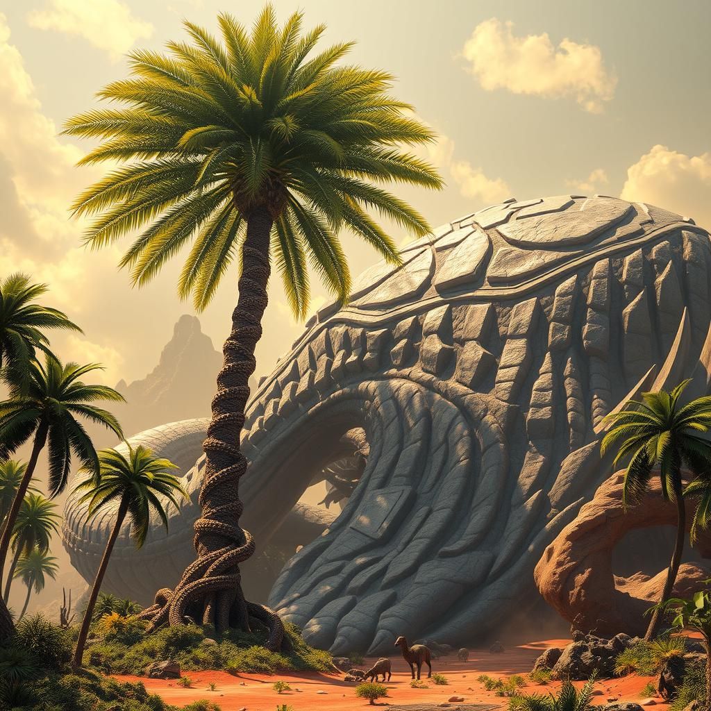 Alien World: Twisted Palm Tree and Monster