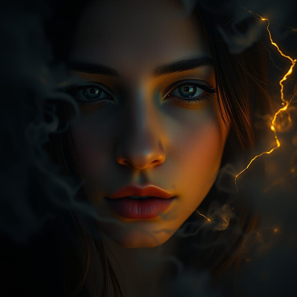 Woman's Face in Dreamy, Surreal Lighting