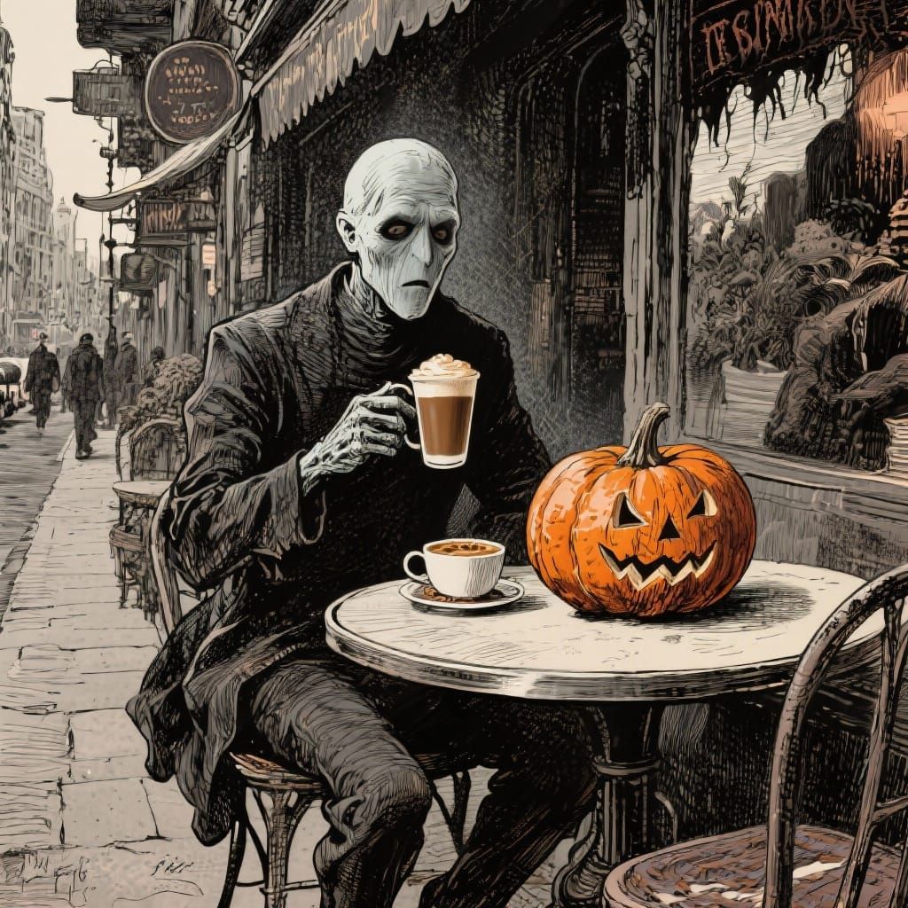 Invisible Man Enjoys Pumpkin Spice Latte at Cafe