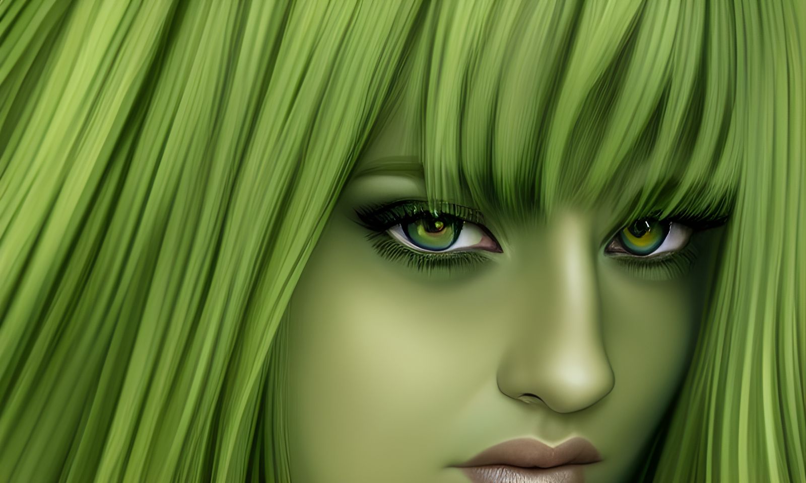 Green-Eyed Woman: Hyperrealistic Portrait in 8K