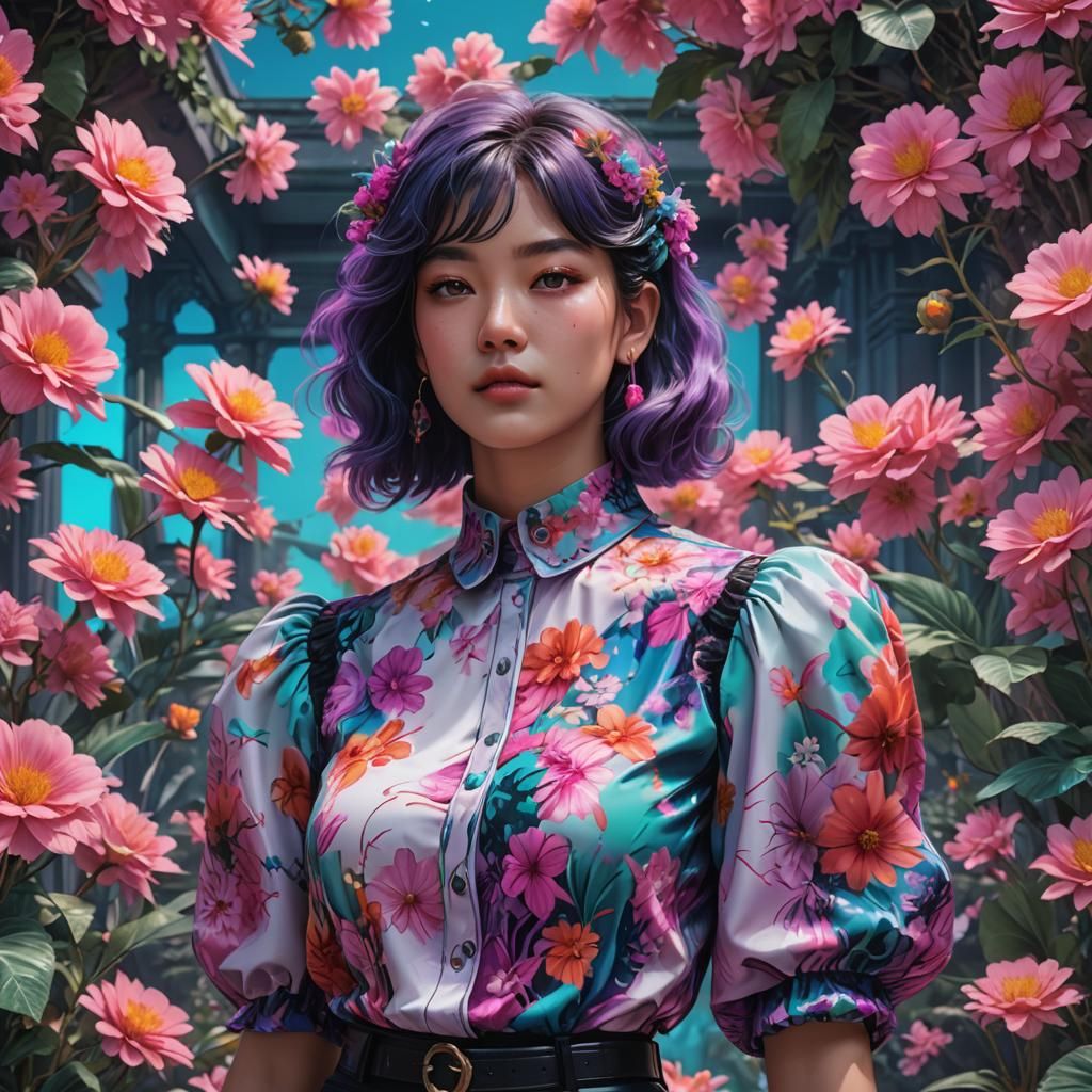 Vaporwave Floral Blouse Concept Art