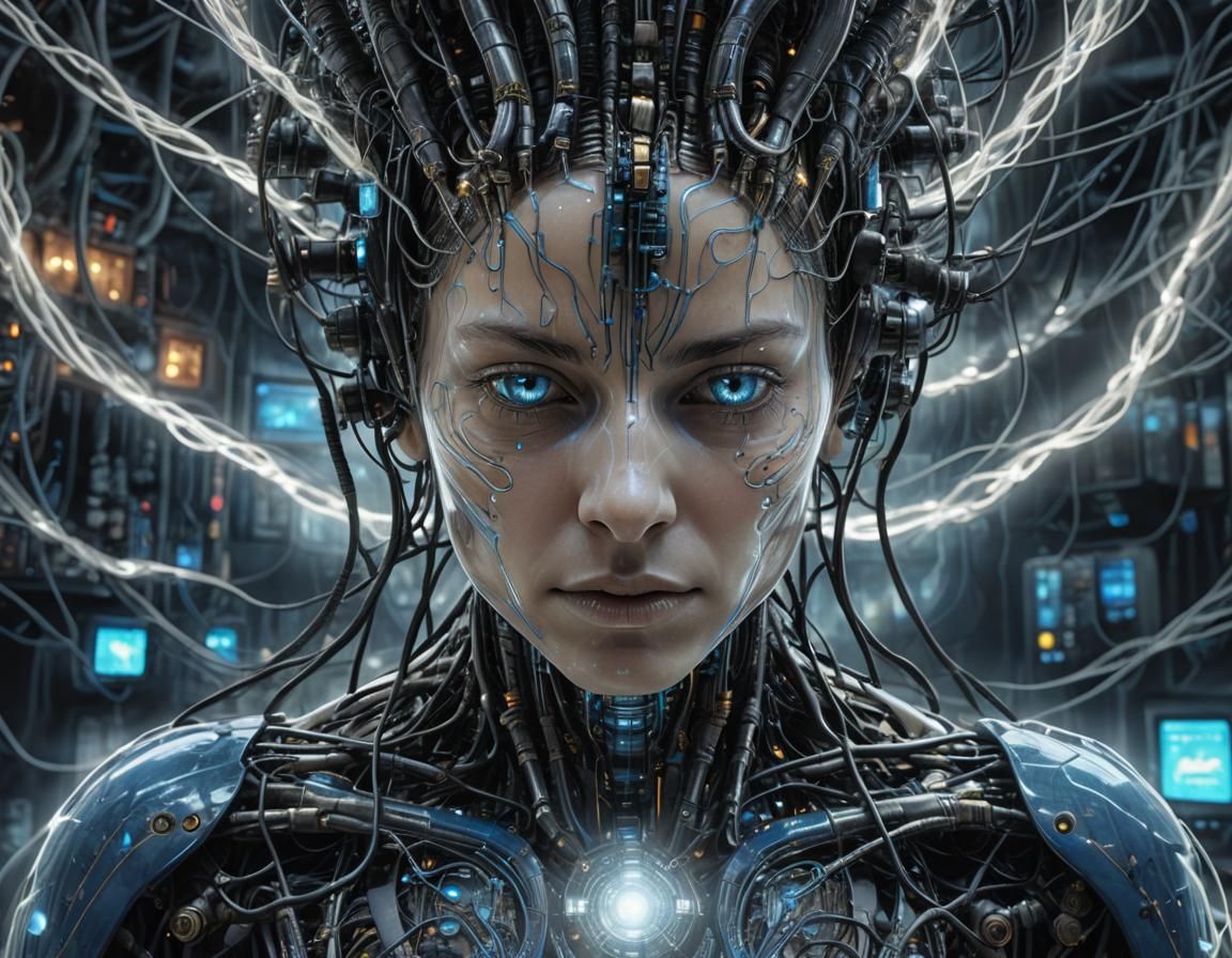 Surreal Digital Mystic in a Futuristic Chamber