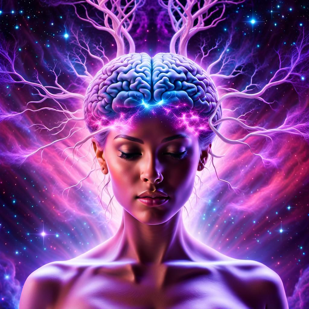 Ethereal Woman's Brain: A Galaxy of Neurons