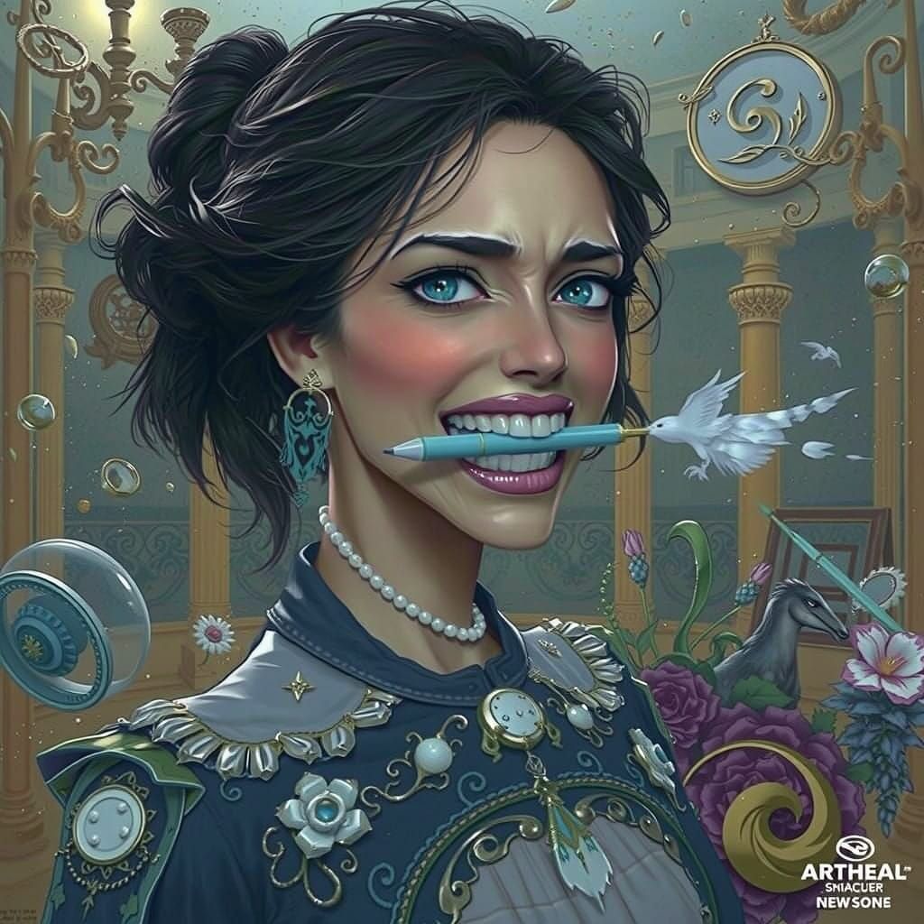 Distressed Woman Struggling to Speak with White Marker Trapp...