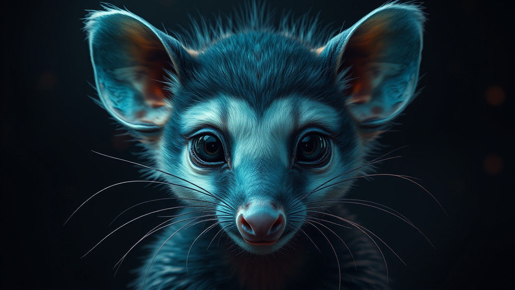 Alien Opossum Portrait in Splash Art Style