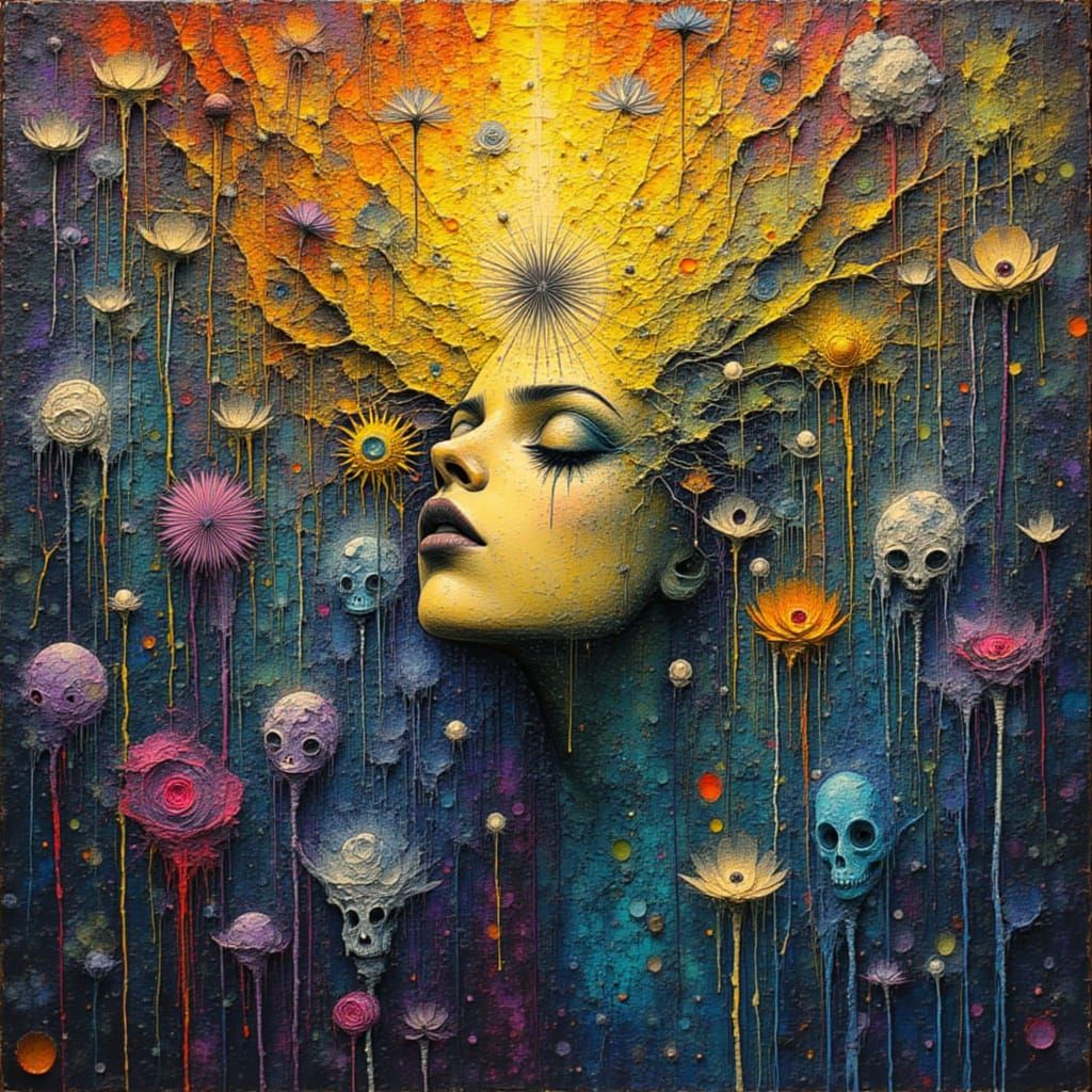 Ethereal Dandelion in Mosaic Mindscape