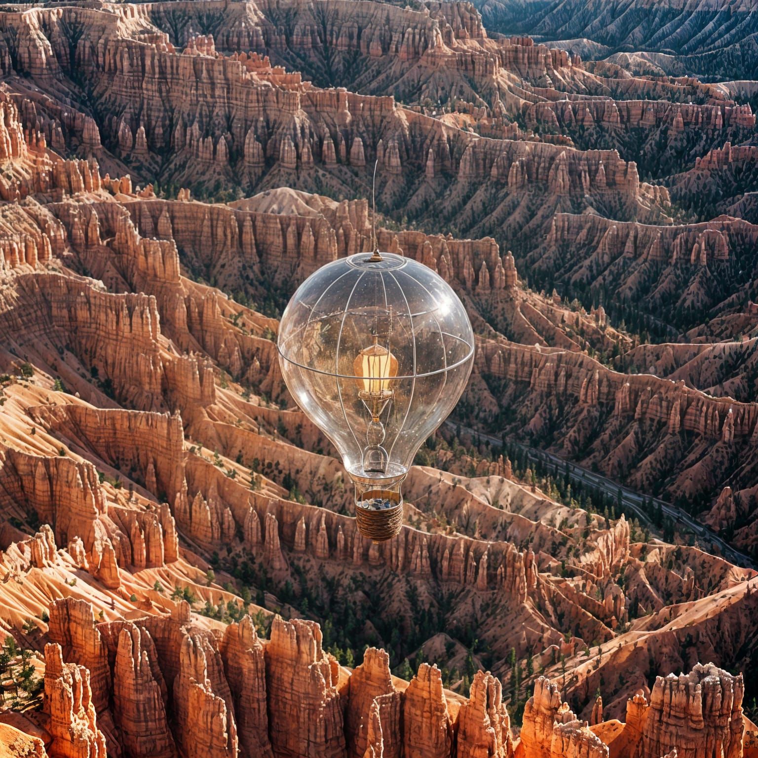 Lightbulb Balloon Over Bryce Canyon